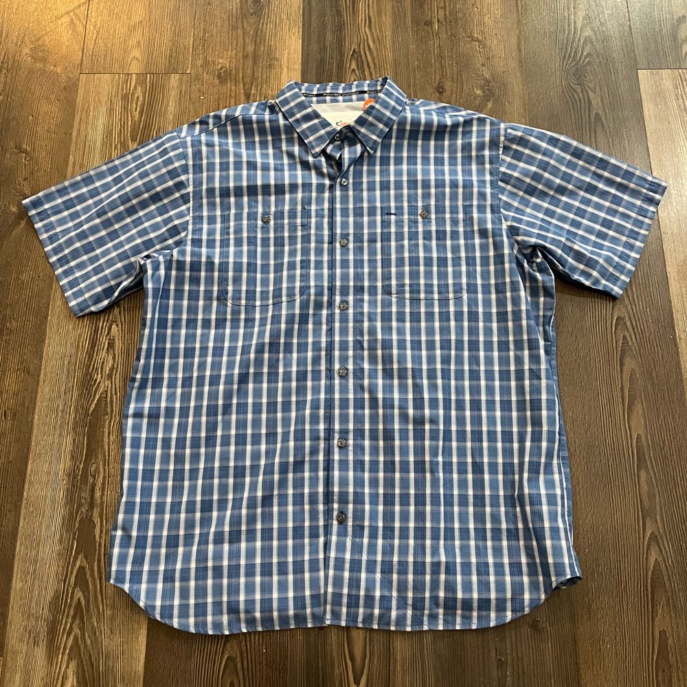 World Wide Sportsman Shirt Mens XL Blue Vented Fishing Fisherman Button Down